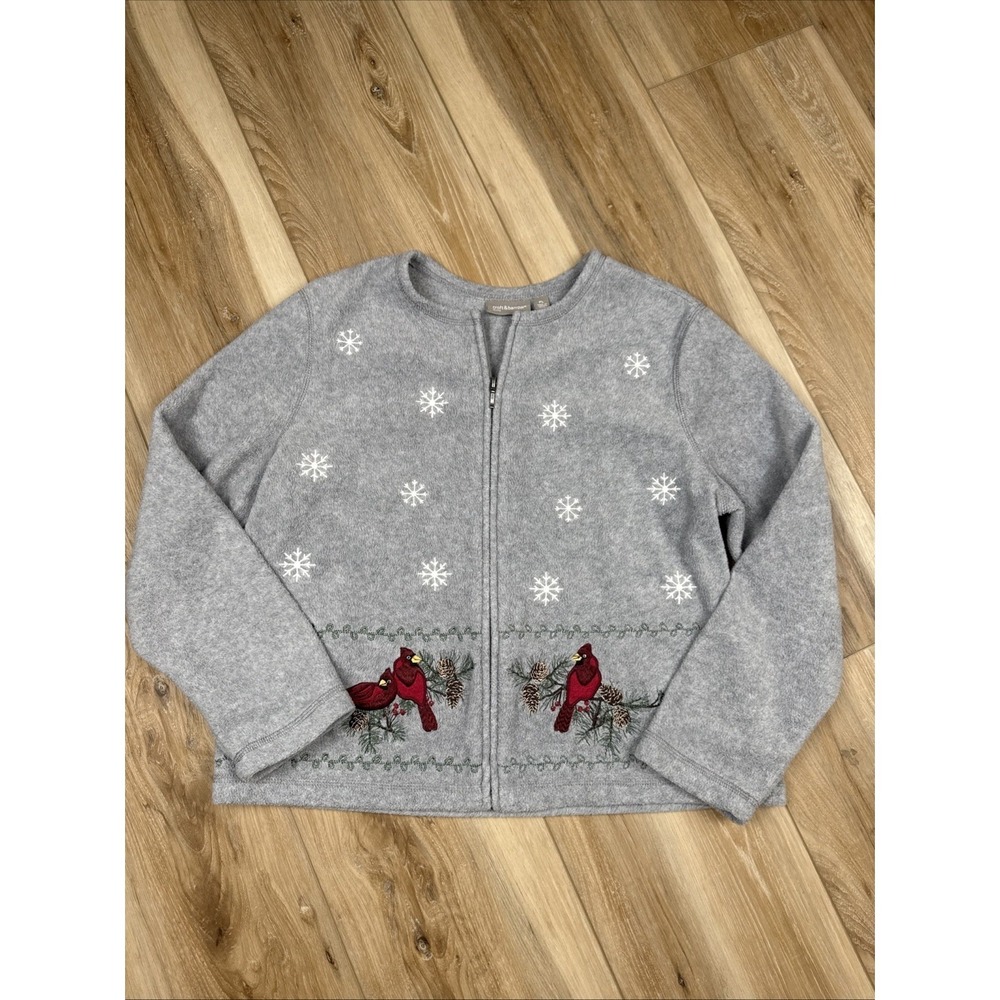 Women's Vintage Croft & Barrow Cardinal Embroidered Sweater Petite Large